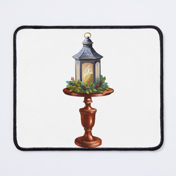 Item preview, Decorative lantern on a pedestal with greenery and candle displayed indoors during festive season designed and sold by Ms. Iryna.