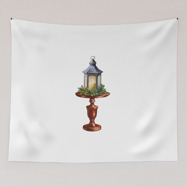 Item preview, Decorative lantern on a pedestal with greenery and candle displayed indoors during festive season designed and sold by Ms. Iryna.
