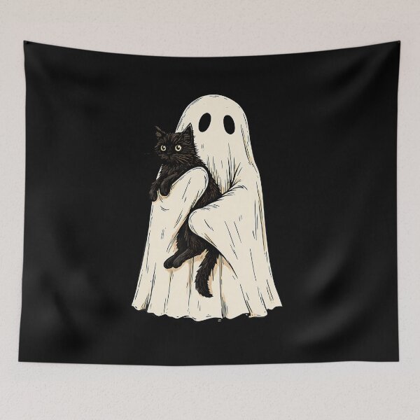 Item preview, Vintage Halloween Ghost Holding Black Cat Men Women designed and sold by WalickiTwish.