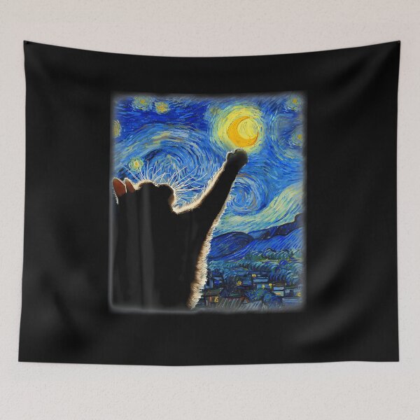 Item preview, Van Gogh Starry Night Cat 	 - Classic Fit Cat Lovermomdad Gift Black Crew Neck designed and sold by WalickiTwish.