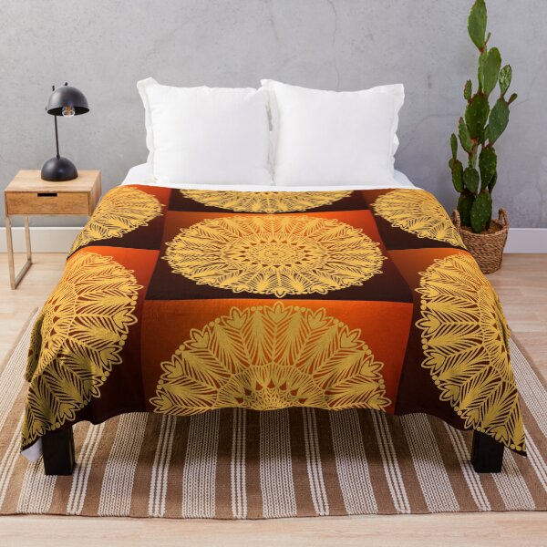 Artikelvorschau, Orange Diwali Mandala Blume Indisches Zen Geometrisches Design entworfen und verkauft von DivineMandala.