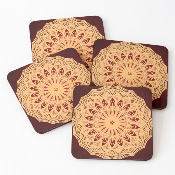 Item preview, Golden Red Mandala Floral Boho Meditation Geometric Abstract Design designed and sold by DivineMandala.