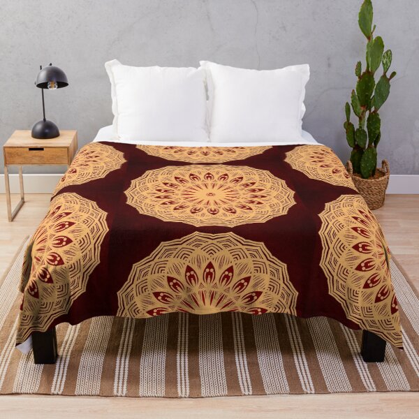 Item preview, Golden Red Mandala Floral Boho Meditation Geometric Abstract Design designed and sold by DivineMandala.