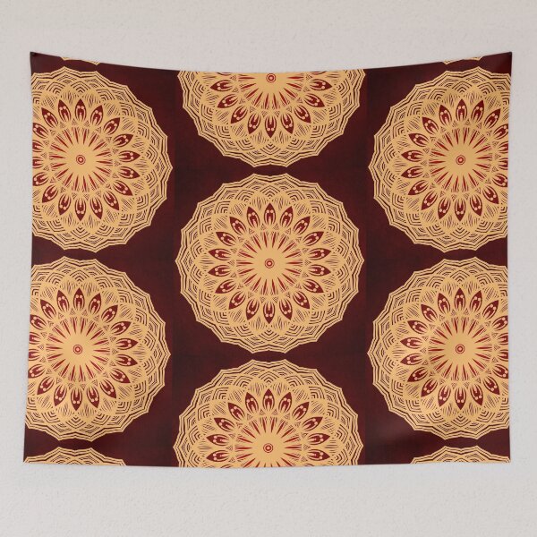 Item preview, Golden Red Mandala Floral Boho Meditation Geometric Abstract Design designed and sold by DivineMandala.