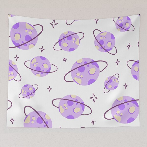 Item preview, Purple Planets and Stars Pattern designed and sold by Farissa Designs.