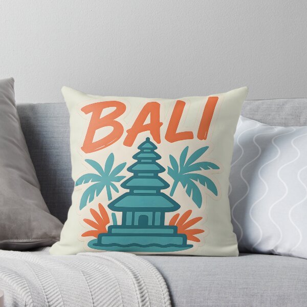 Item preview, Bali Travel Design – Tropical Temple with Palm Trees Illustration designed and sold by NeatSplash.