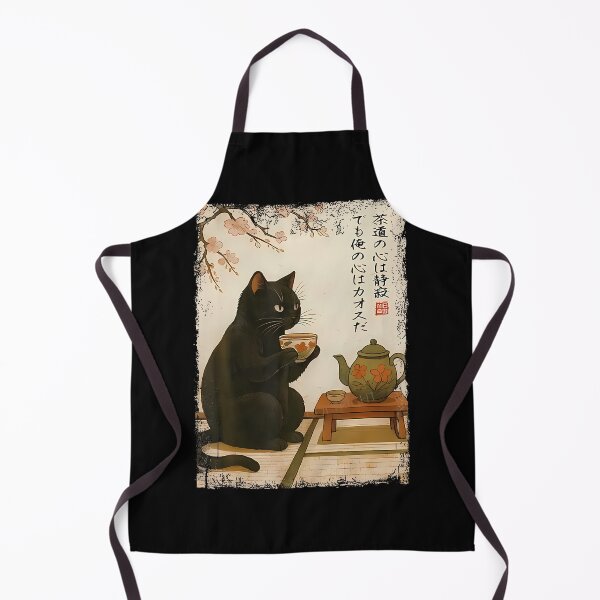 Item preview, Tea Time With A Black Cat Drinking Tea Japanese Art designed and sold by WalickiTwish.