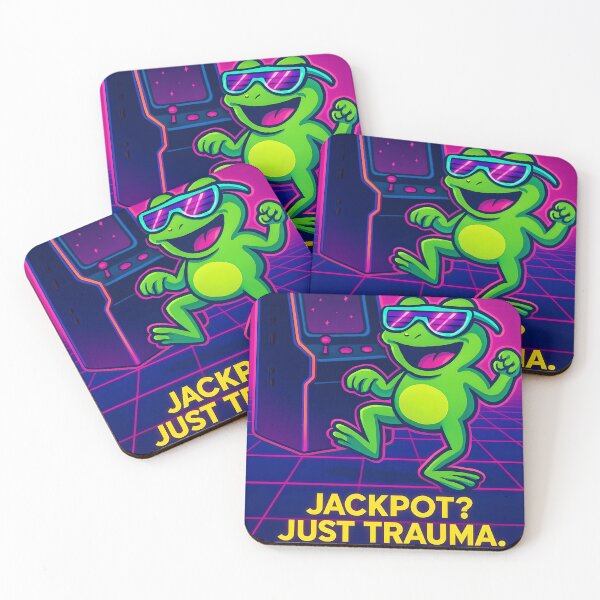 Item preview, Neon Frog Gambles Design | Retro 80s Arcade Vaporwave Art | Y2K Aesthetic Nostalgia Print for Gamers & Home Decor designed and sold by ShopAyejaeys.