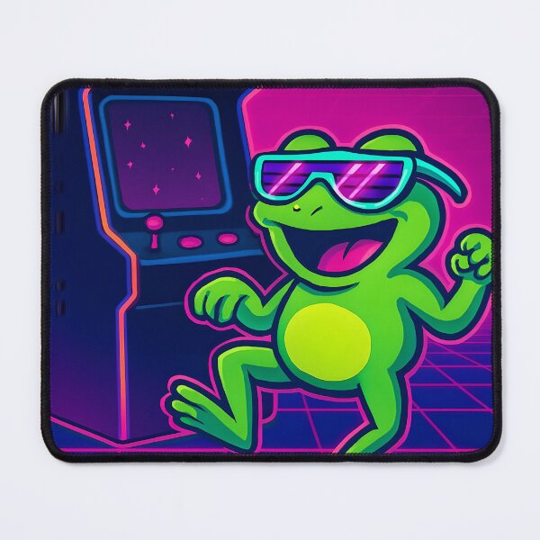 Item preview, Neon Frog Gambles Design | Retro 80s Arcade Vaporwave Art | Y2K Aesthetic Nostalgia Print for Gamers & Home Decor designed and sold by ShopAyejaeys.