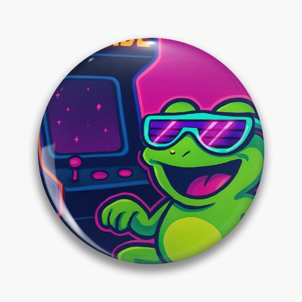 Item preview, Neon Frog Gambles Design | Retro 80s Arcade Vaporwave Art | Y2K Aesthetic Nostalgia Print for Gamers & Home Decor designed and sold by ShopAyejaeys.