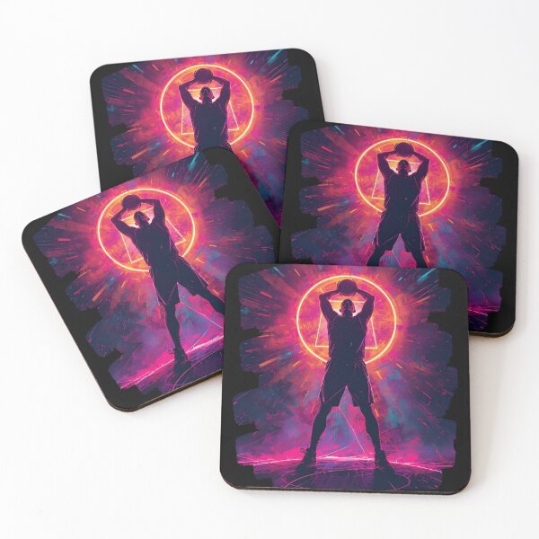 Item preview, Basketball Player silhouette standing tall with glowing hoop behind 11 designed and sold by Neon G.