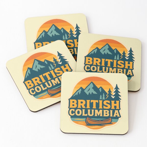 Item preview, British Columbia Travel Design – Mountains, Forest, Canoe, and Sunset Illustration designed and sold by NeatSplash.