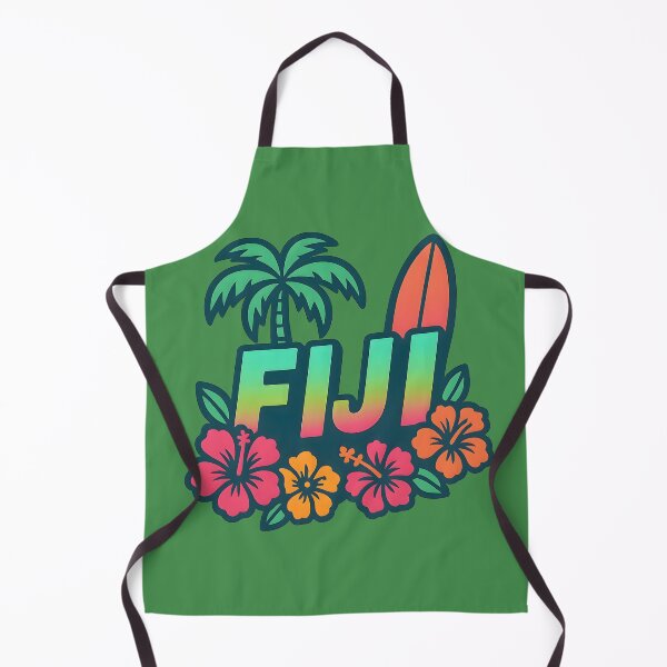 Item preview, Fiji Travel Design – Tropical Surfboard, Palm Tree, and Hibiscus Flowers Illustration designed and sold by NeatSplash.