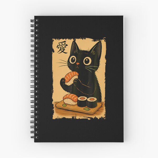 Item preview, Cute Kawaii Black Cat Eating Sushi Funny Japanese Black Cat designed and sold by WalickiTwish.