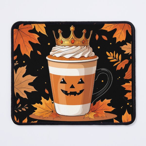 Item preview, Pumpkin Spice Royalty - pumpkin latte cup wearing a golden crown, autumn leaves 4 designed and sold by Neon G.