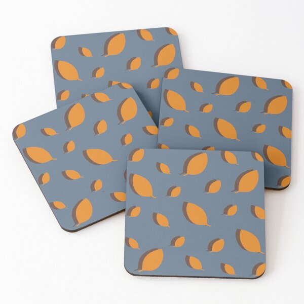 Item preview, Cute mustard autumn leaves pattern on a blue background designed and sold by by-jwp.