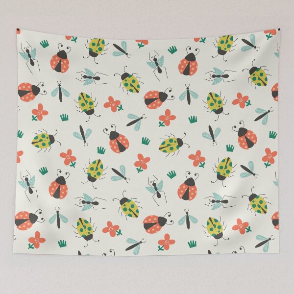 Item preview, Spring bugs vector seamless repeat patterns for kids designed and sold by Retro Street Studios.