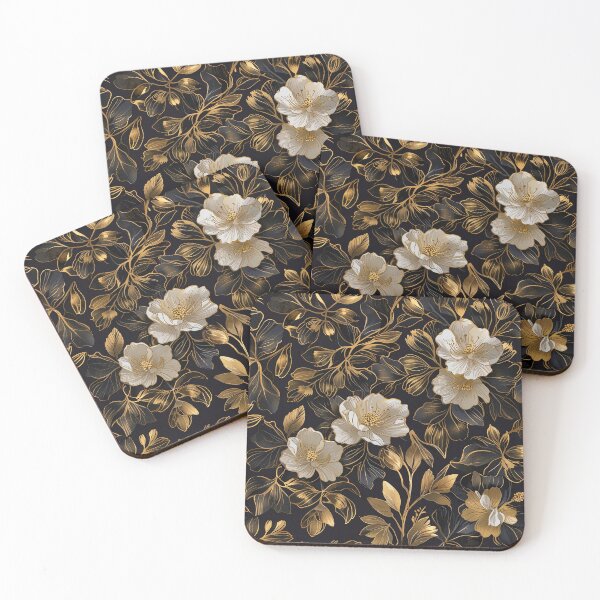 Item preview, White Black and Gold Floral designed and sold by CoolPixels.