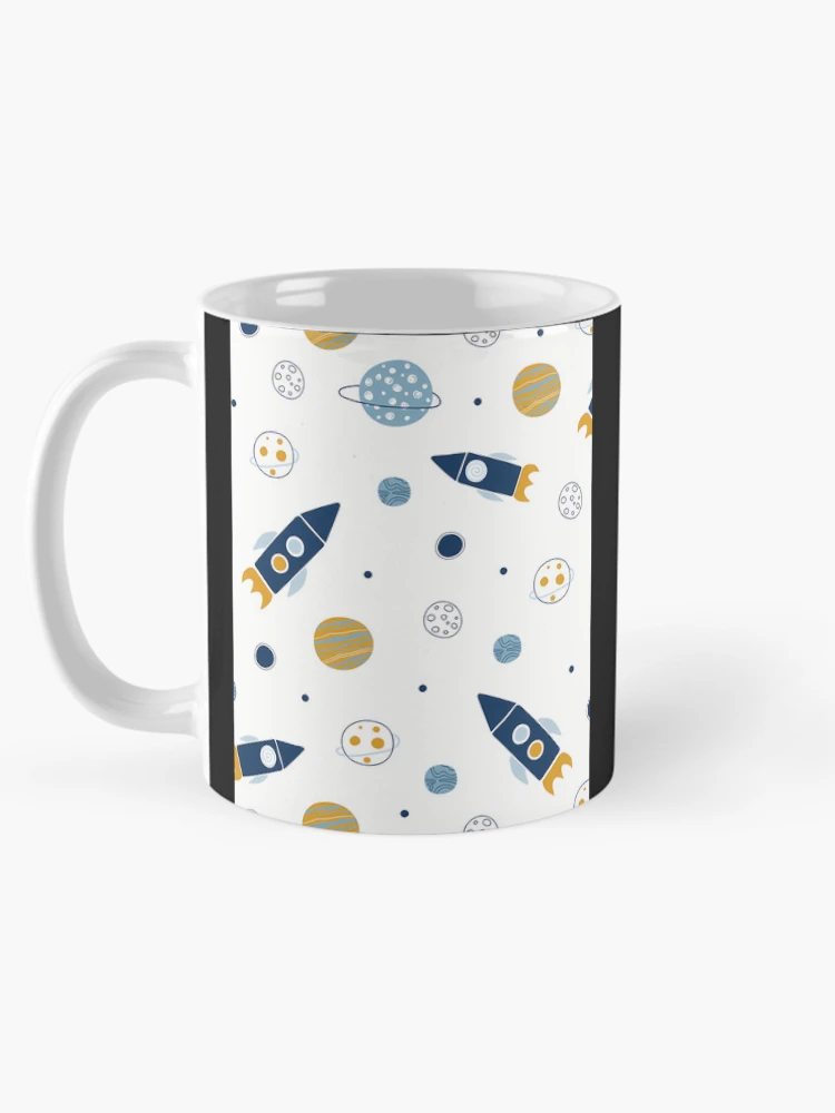 Thumbnail 5 of 6, Coffee Mug, Space Pattern Rockets And Planets designed and sold by HelloWorldRei.