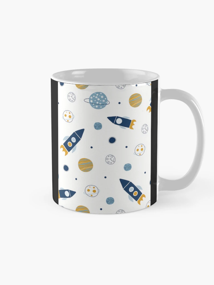 Thumbnail 3 of 6, Coffee Mug, Space Pattern Rockets And Planets designed and sold by HelloWorldRei.