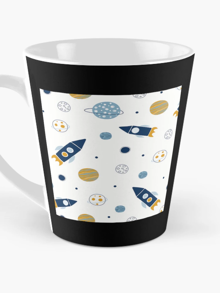 Thumbnail 3 of 4, Coffee Mug, Space Pattern Rockets And Planets designed and sold by HelloWorldRei.