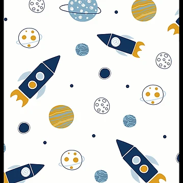 Artwork thumbnail, Space Pattern Rockets And Planets by HelloWorldRei