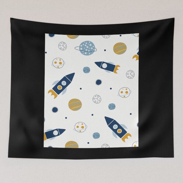 Item preview, Space Pattern Rockets And Planets designed and sold by HelloWorldRei.