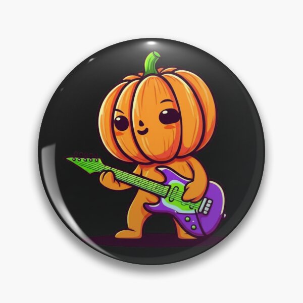 Item preview, Pumpkin Rock Guitarist – Funny Chibi Pumpkin Playing Electric Guitar | Cool Kawaii Halloween Design designed and sold by ColorSplash123.