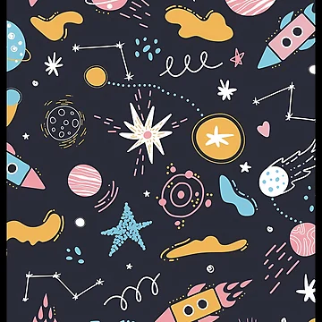 Artwork thumbnail, Space Pattern. Rockets Stars Planets by FieldGonzalez93