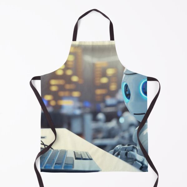 Item preview, Cute robot friendly digital assistant character with glowing blue lights, AI generated designed and sold by dvoevnore.