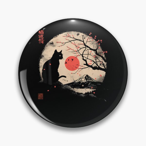 Item preview, Black Cat Vintage Japan Art Japanese Theme Retro Print designed and sold by charlettebren.