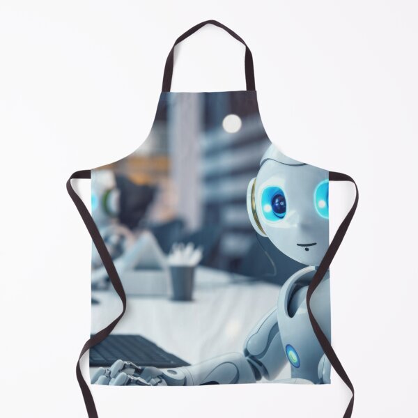 Item preview, Cute robot friendly digital assistant character with glowing blue lights, AI generated designed and sold by dvoevnore.