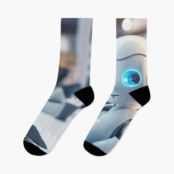 Item preview, Cute robot friendly digital assistant character with glowing blue lights, AI generated designed and sold by dvoevnore.