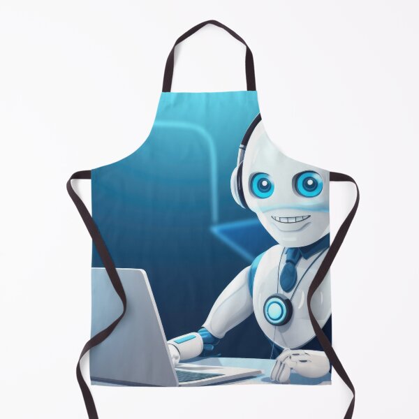Item preview, Cute robot friendly digital assistant character with glowing blue lights, AI generated designed and sold by dvoevnore.