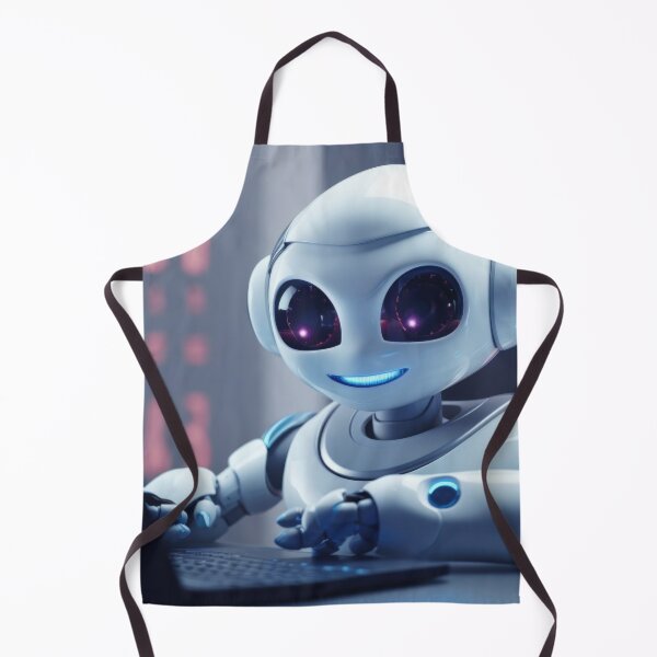 Item preview, Cute robot friendly digital assistant character with glowing blue lights, AI generated designed and sold by dvoevnore.