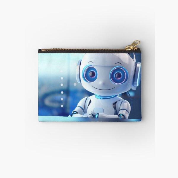 Item preview, Cute robot friendly digital assistant character with glowing blue lights, AI generated designed and sold by dvoevnore.