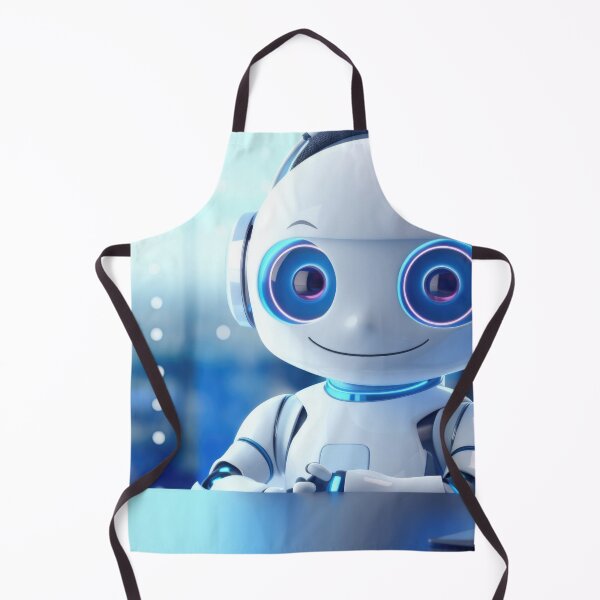 Item preview, Cute robot friendly digital assistant character with glowing blue lights, AI generated designed and sold by dvoevnore.