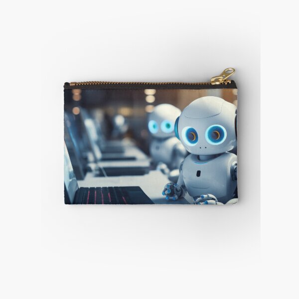 Item preview, Cute robot friendly digital assistant character with glowing blue lights, AI generated designed and sold by dvoevnore.