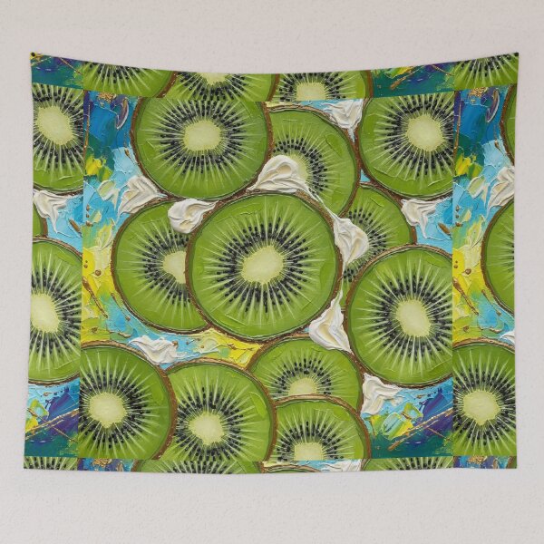 Item preview, Kiwi fruit cut and painted with acrylic colors, regular, divided and distributed in a beautiful green composition and its wonderful shades designed and sold by jotcar.