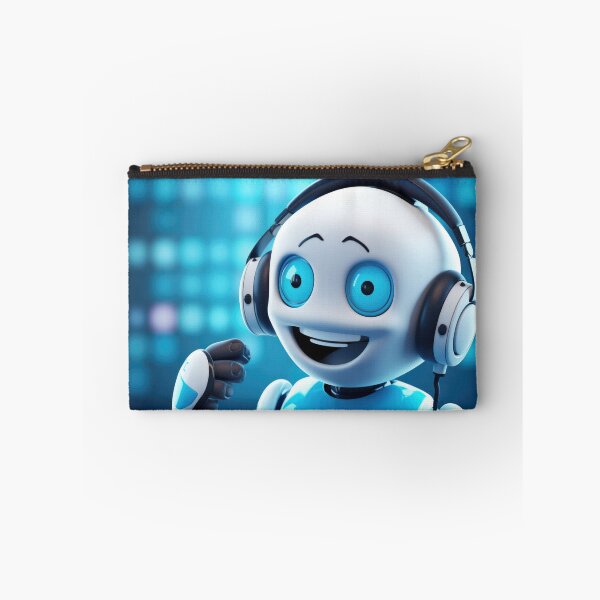 Item preview, Cute robot friendly digital assistant character with glowing blue lights, AI generated designed and sold by dvoevnore.
