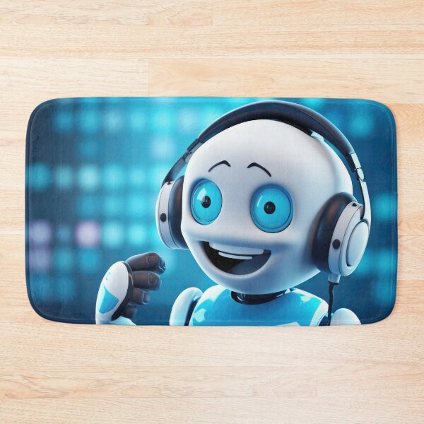 Item preview, Cute robot friendly digital assistant character with glowing blue lights, AI generated designed and sold by dvoevnore.