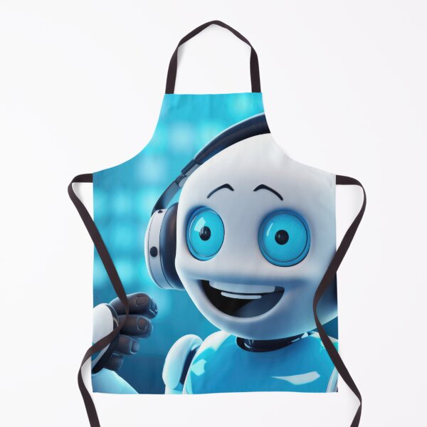 Item preview, Cute robot friendly digital assistant character with glowing blue lights, AI generated designed and sold by dvoevnore.