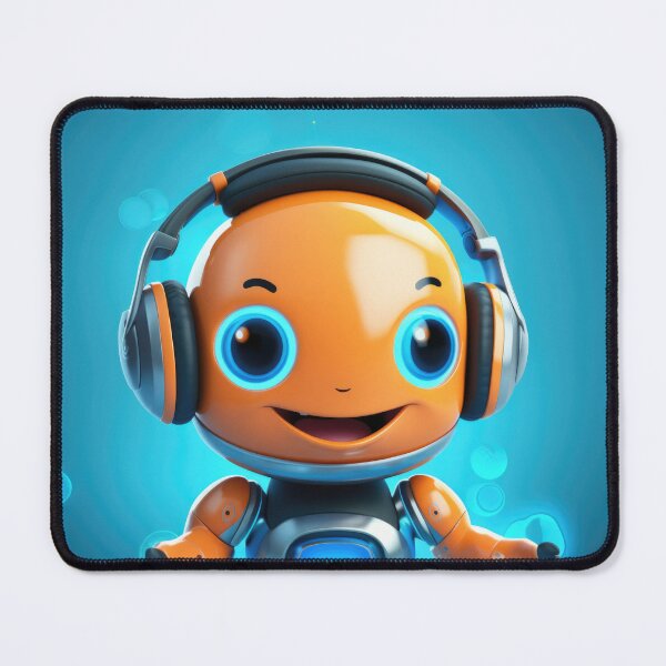 Item preview, Cute robot friendly digital assistant character with glowing blue lights, AI generated designed and sold by dvoevnore.