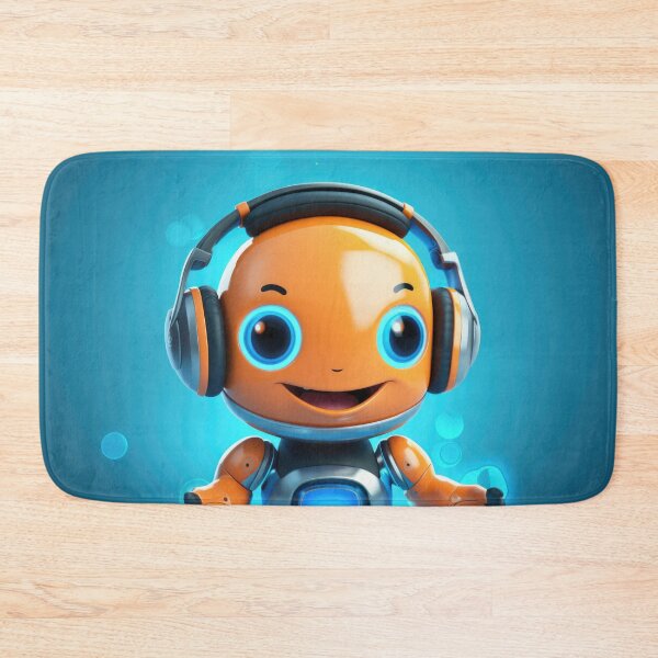Item preview, Cute robot friendly digital assistant character with glowing blue lights, AI generated designed and sold by dvoevnore.