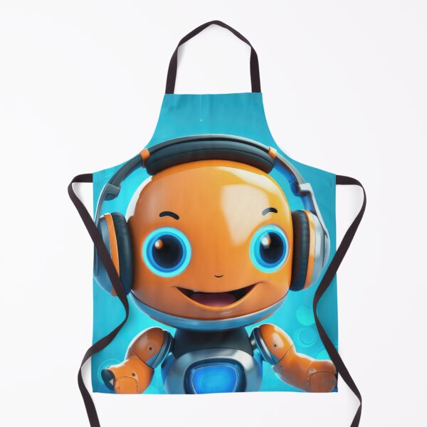 Item preview, Cute robot friendly digital assistant character with glowing blue lights, AI generated designed and sold by dvoevnore.