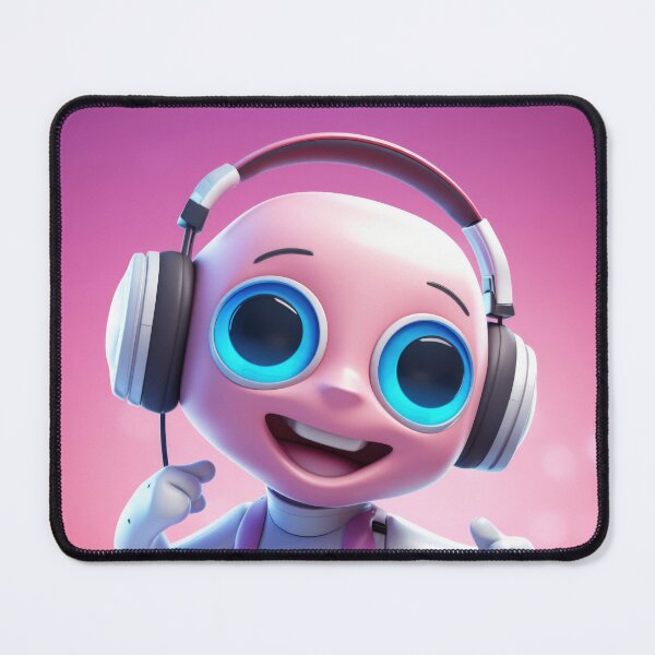Item preview, Cute robot friendly digital assistant character with glowing blue lights, AI generated designed and sold by dvoevnore.