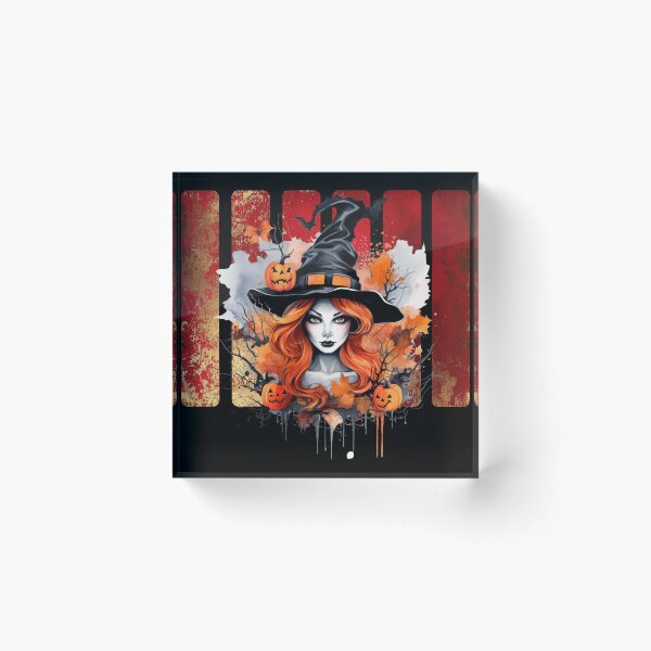 Item preview, A beautiful witch with red hair on a red and gold background designed and sold by DżodżoJoy.