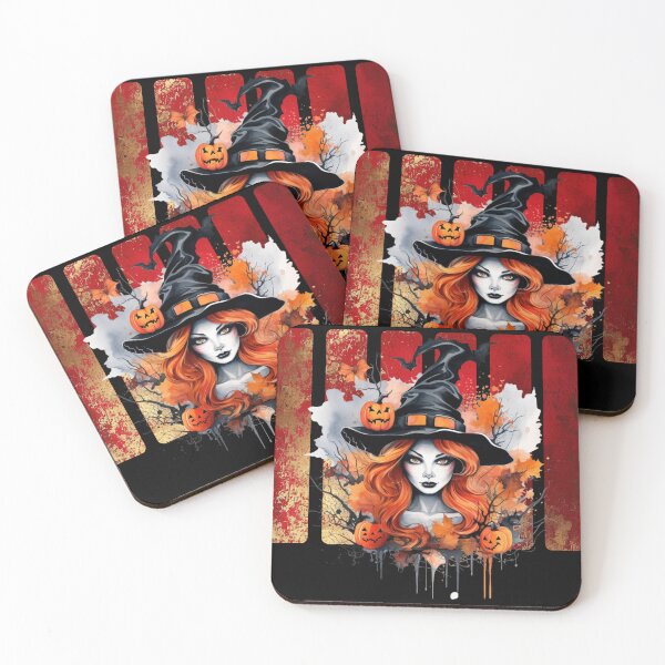 Item preview, A beautiful witch with red hair on a red and gold background designed and sold by DżodżoJoy.