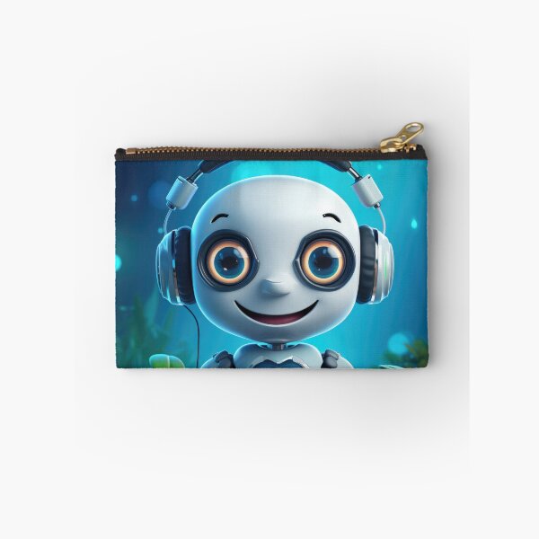 Item preview, Cute robot friendly digital assistant character with glowing blue lights, AI generated designed and sold by dvoevnore.