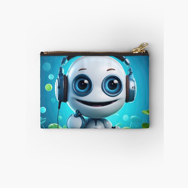 Item preview, Cute robot friendly digital assistant character with glowing blue lights, AI generated designed and sold by dvoevnore.